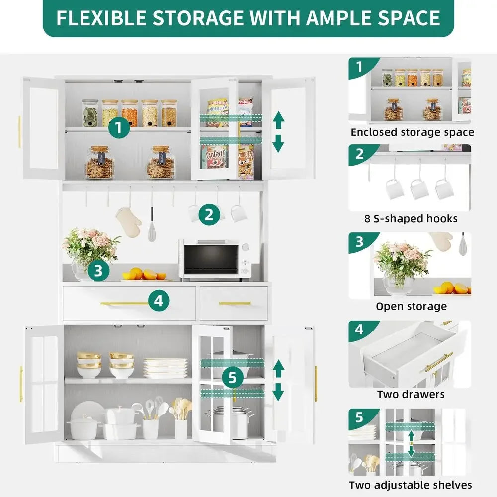 71'' Kitchen Pantry Hutch Storage Cabinet