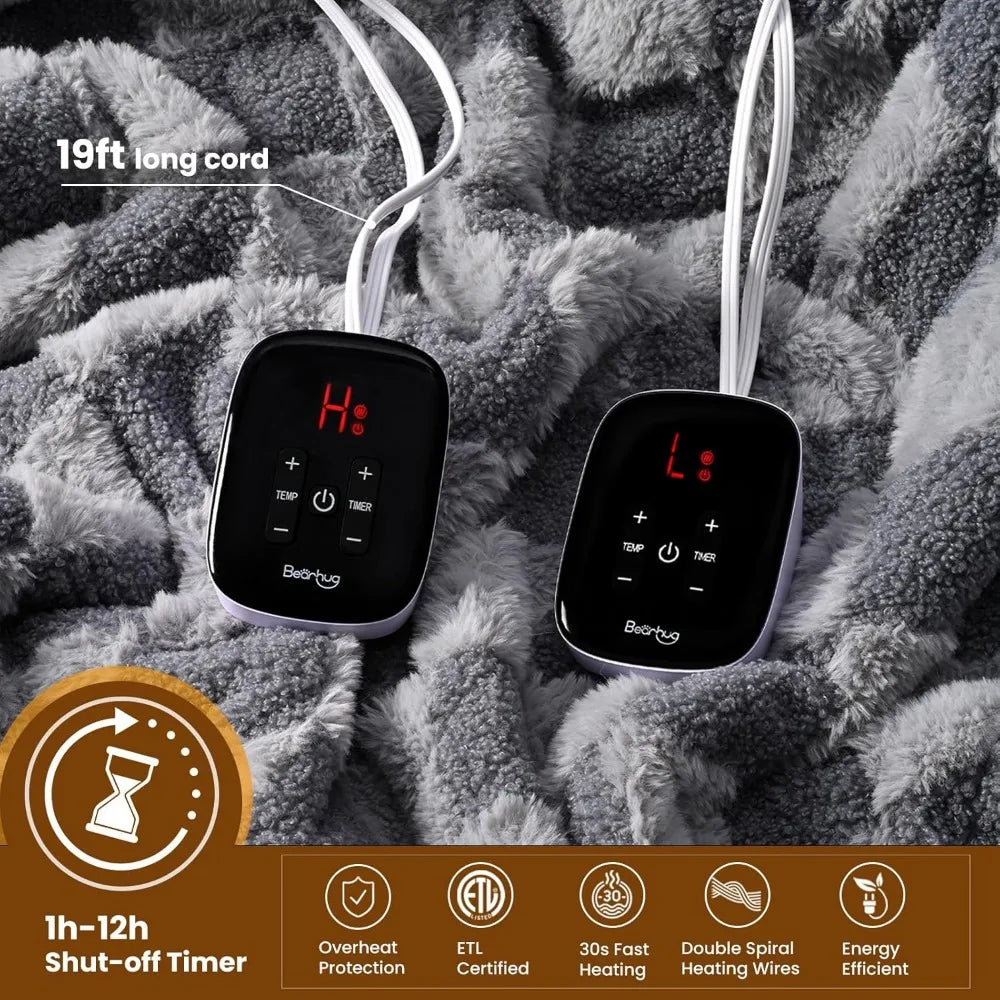 Heated  King Size Dual Controller Electric Blanket