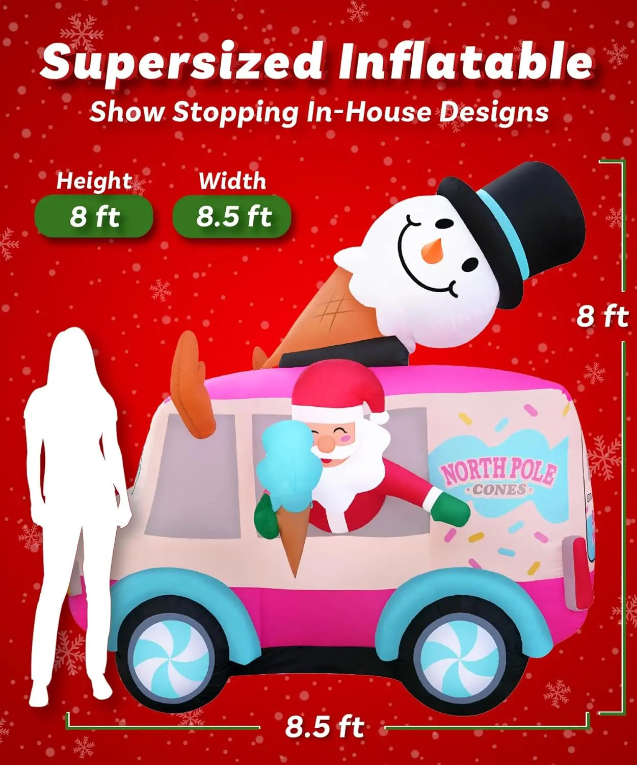 Large 8ft Tall Santa Ice Cream Truck