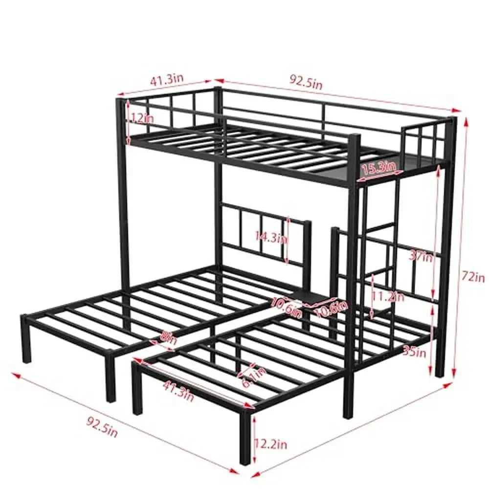 Metal Triple Bunk Beds Space Saver