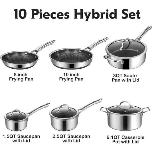 10 Pcs Hybrid Stainless Steel Cookware Sets