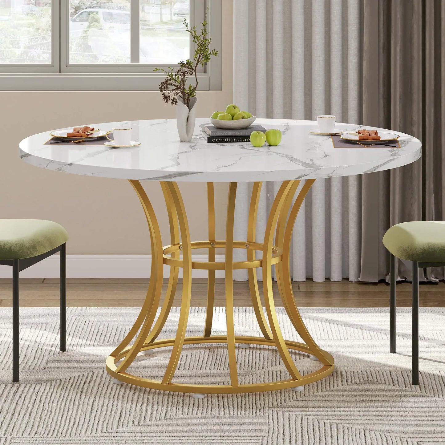 Dining Table Round Marble Pedestal