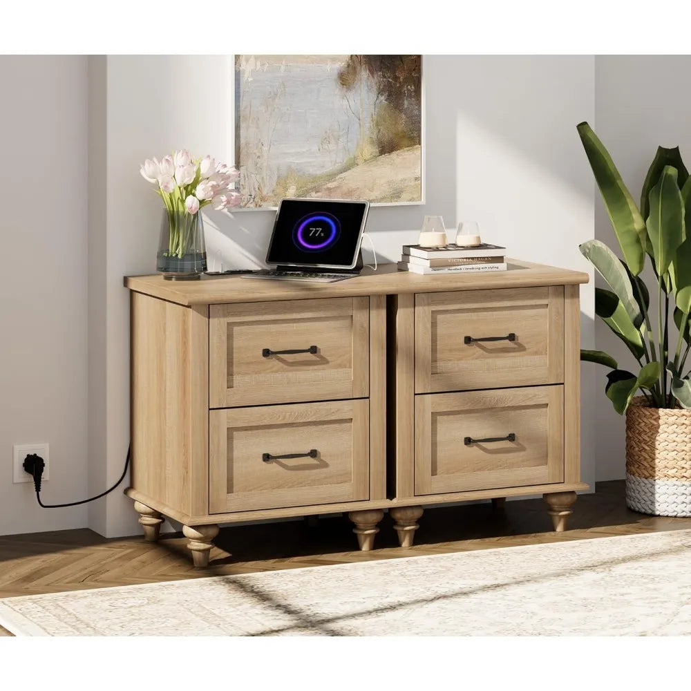 Nightstands Set of 2 with Charging Station