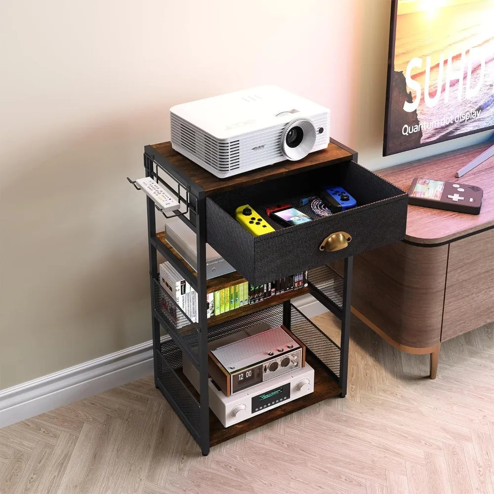 4-Tier AV Media Stand With Drawer