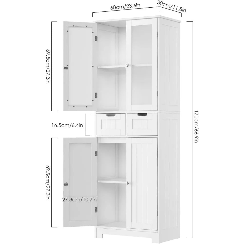 Tall Bathroom Freestanding Pantry Cabinet