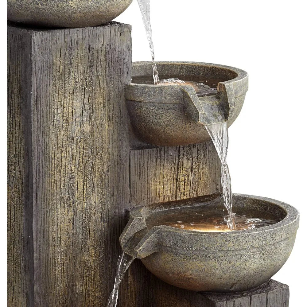 Four Tier Rustic Outdoor Floor Water Fountain