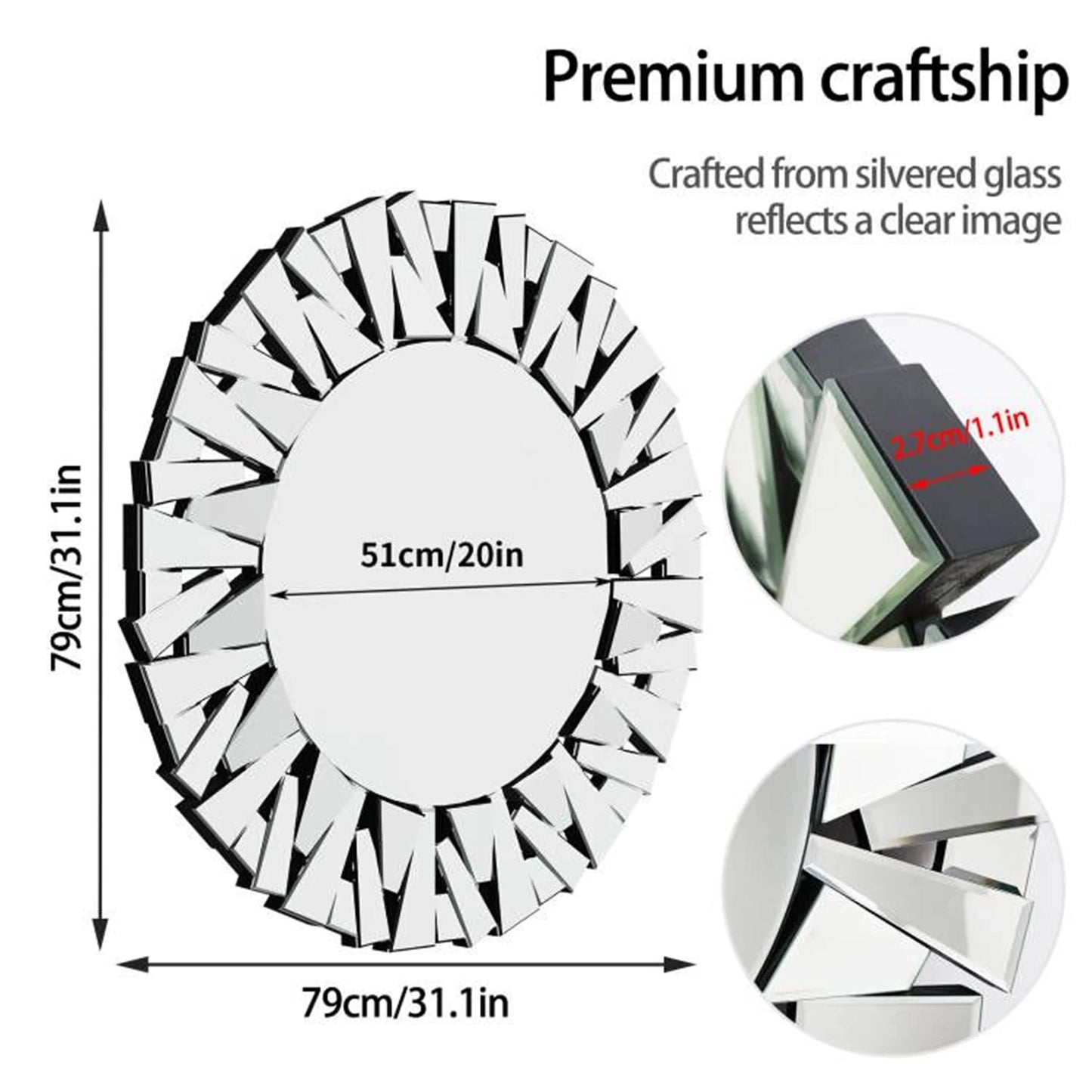 Unique Sunburst Decorative Wall Mirror