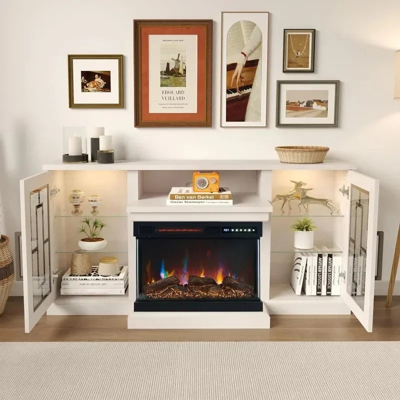 59"  Stand with 3-Side Glass Fireplace