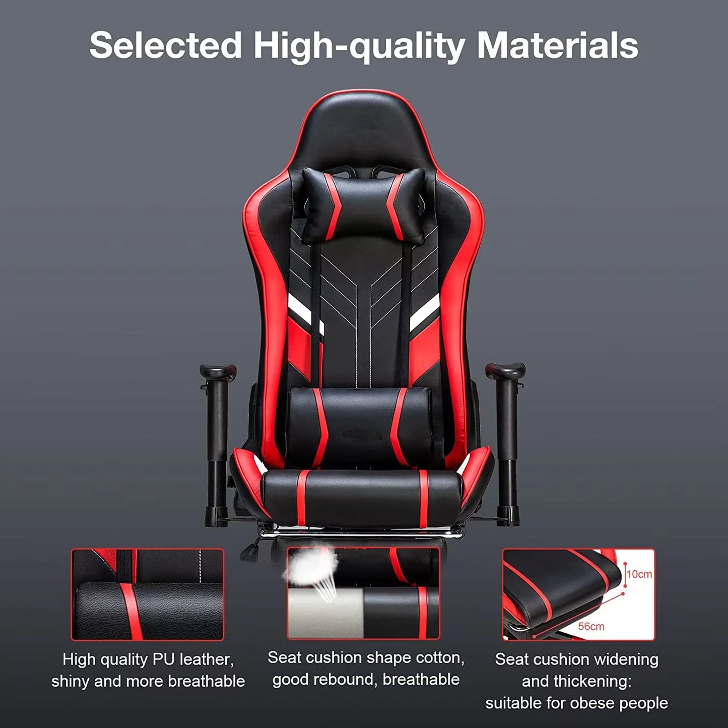 Massage Gaming Chair 7-Point Adjustable Seat Height