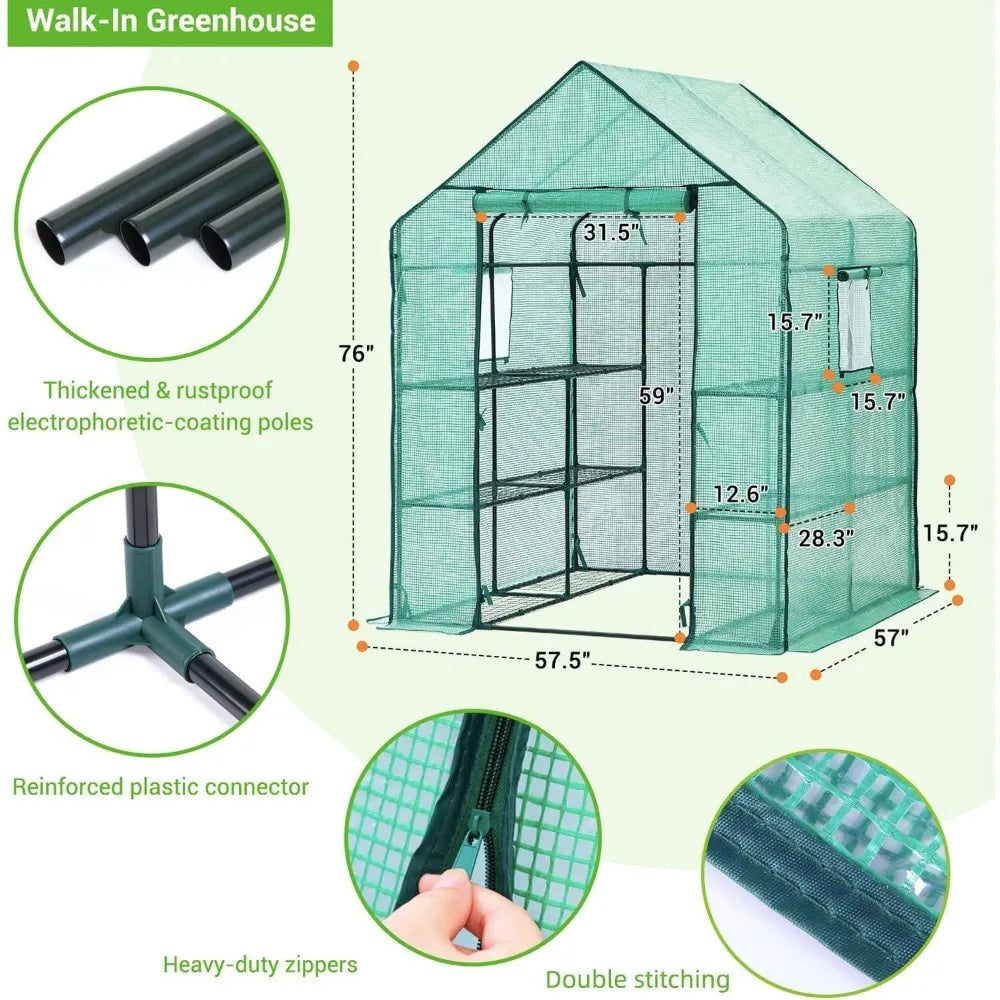 Heavy Duty Greenhouse with Screen Windows