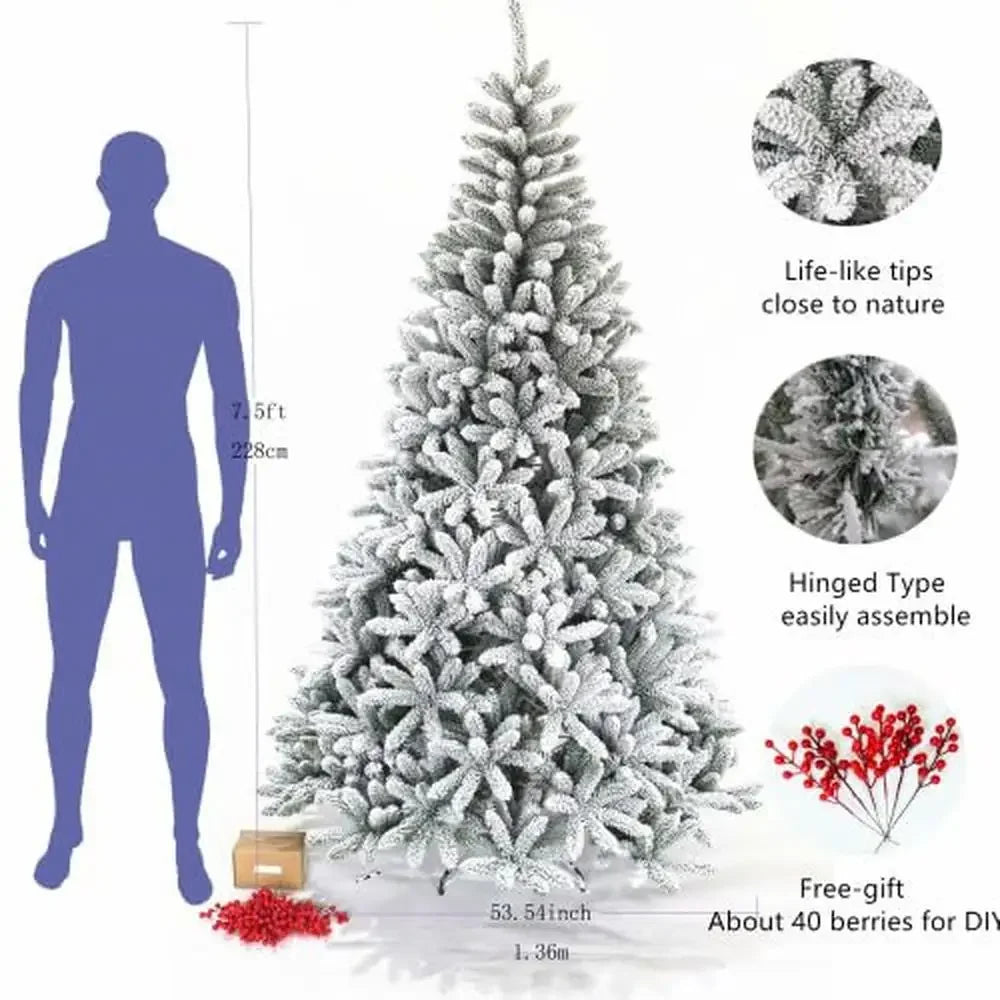 7.5ft Snow Flocked Artificial Spruce Christmas Tree