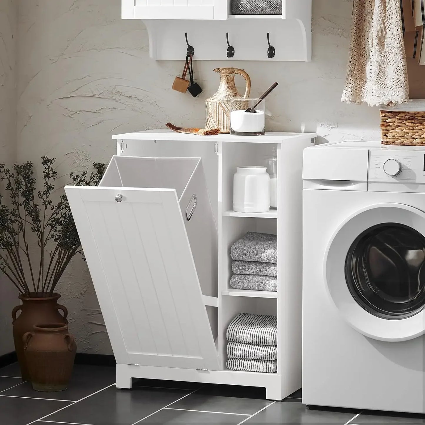 Storage Cabinet With Laundry Basket