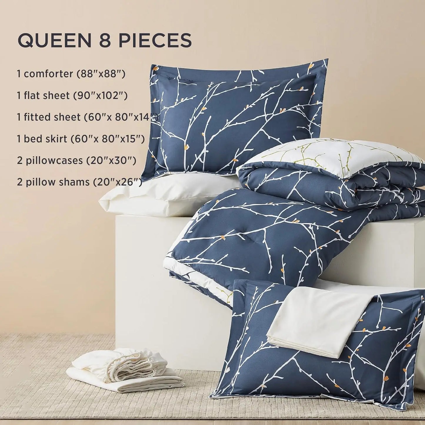 7Pieces Bed In A Bag Comforter Sets