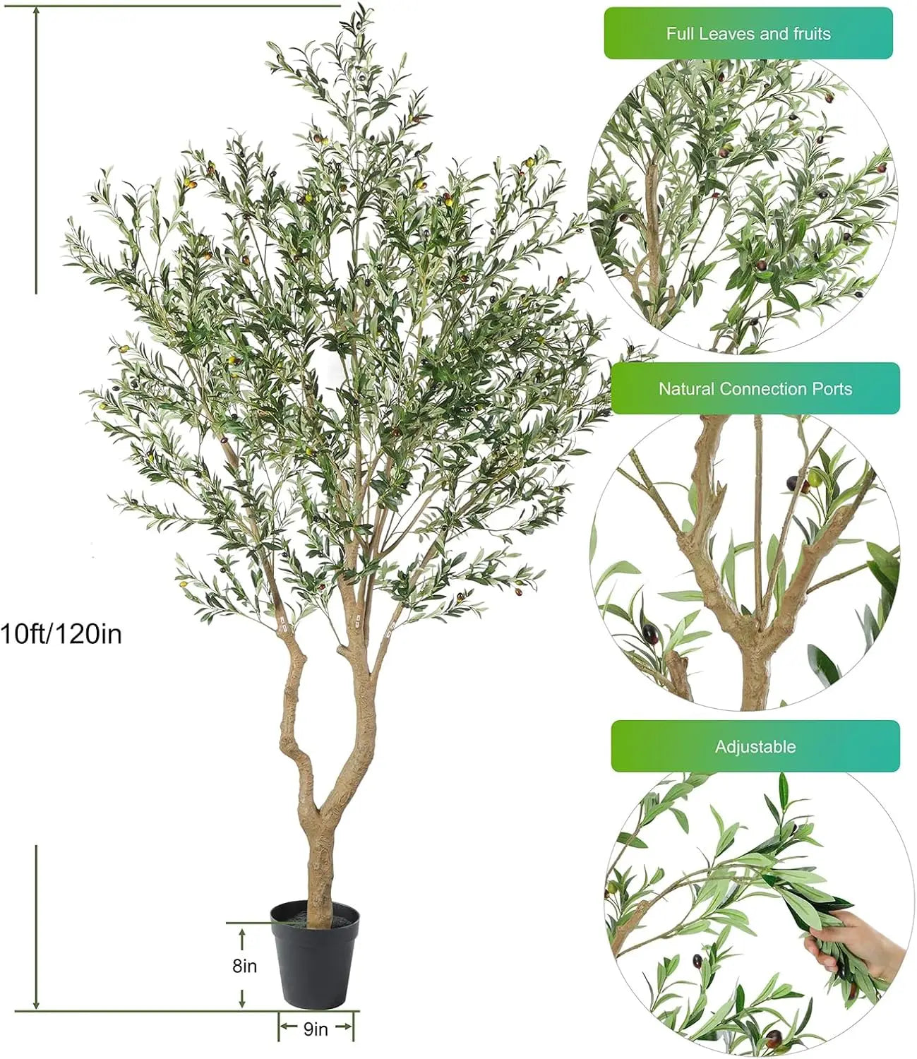 Realistic Potted Silk Artificial Olive Tree