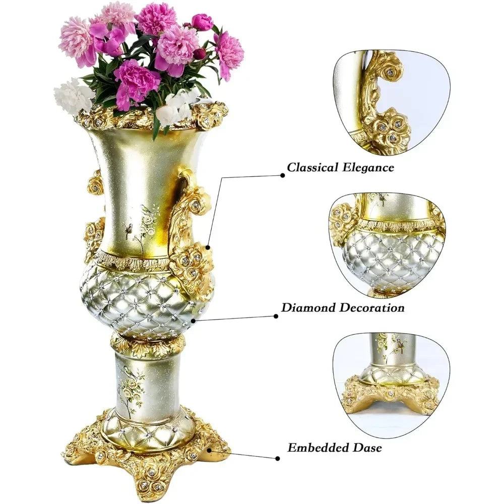 Gold Tall Floor Vase Home Decorations