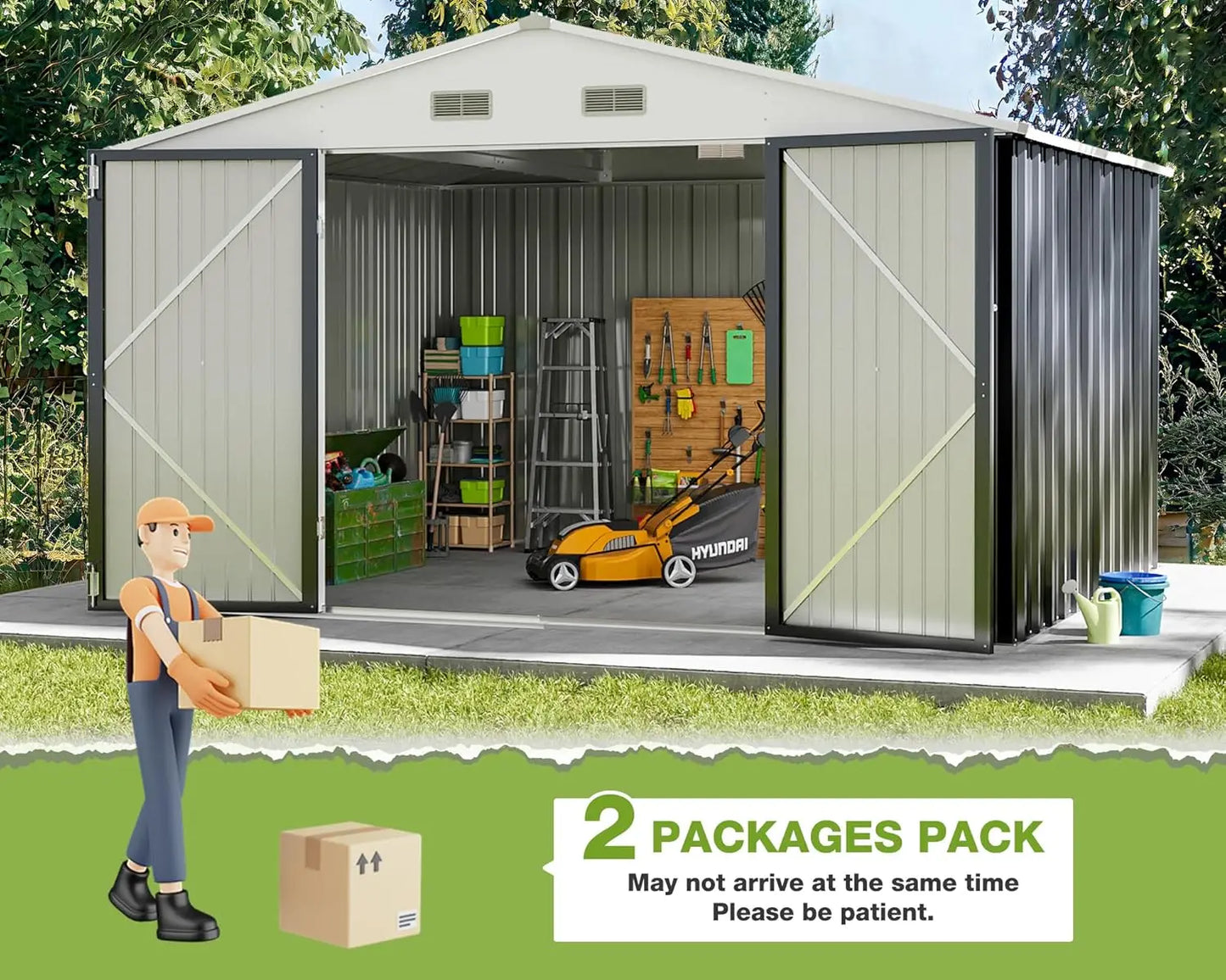 Metal Storage Garden Shed w/ Door & Lock