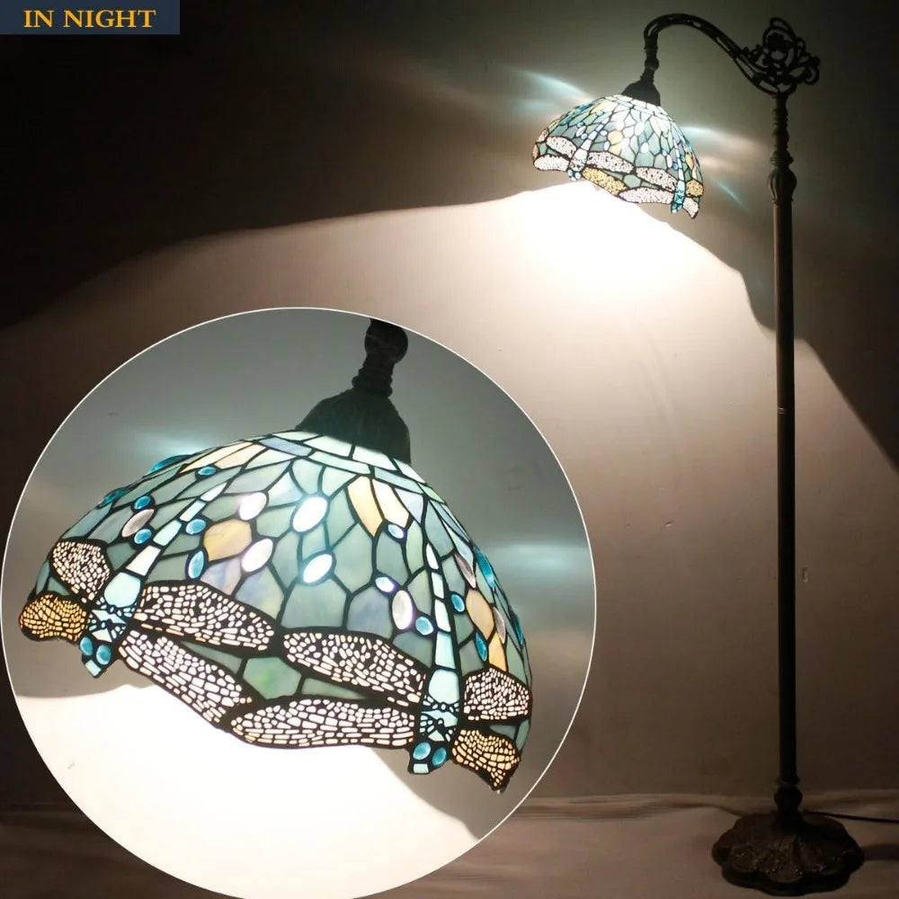 Tiffany Floor Lamp Sea Blue Stained Glass