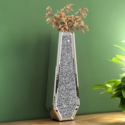 Home Decor Crushed Diamond Tall Floor Vase