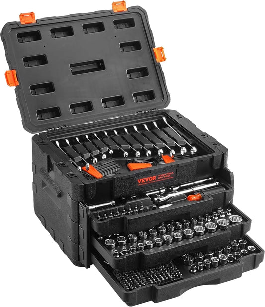 Mechanics Tool and Socket Set, 1/4" 3/8"