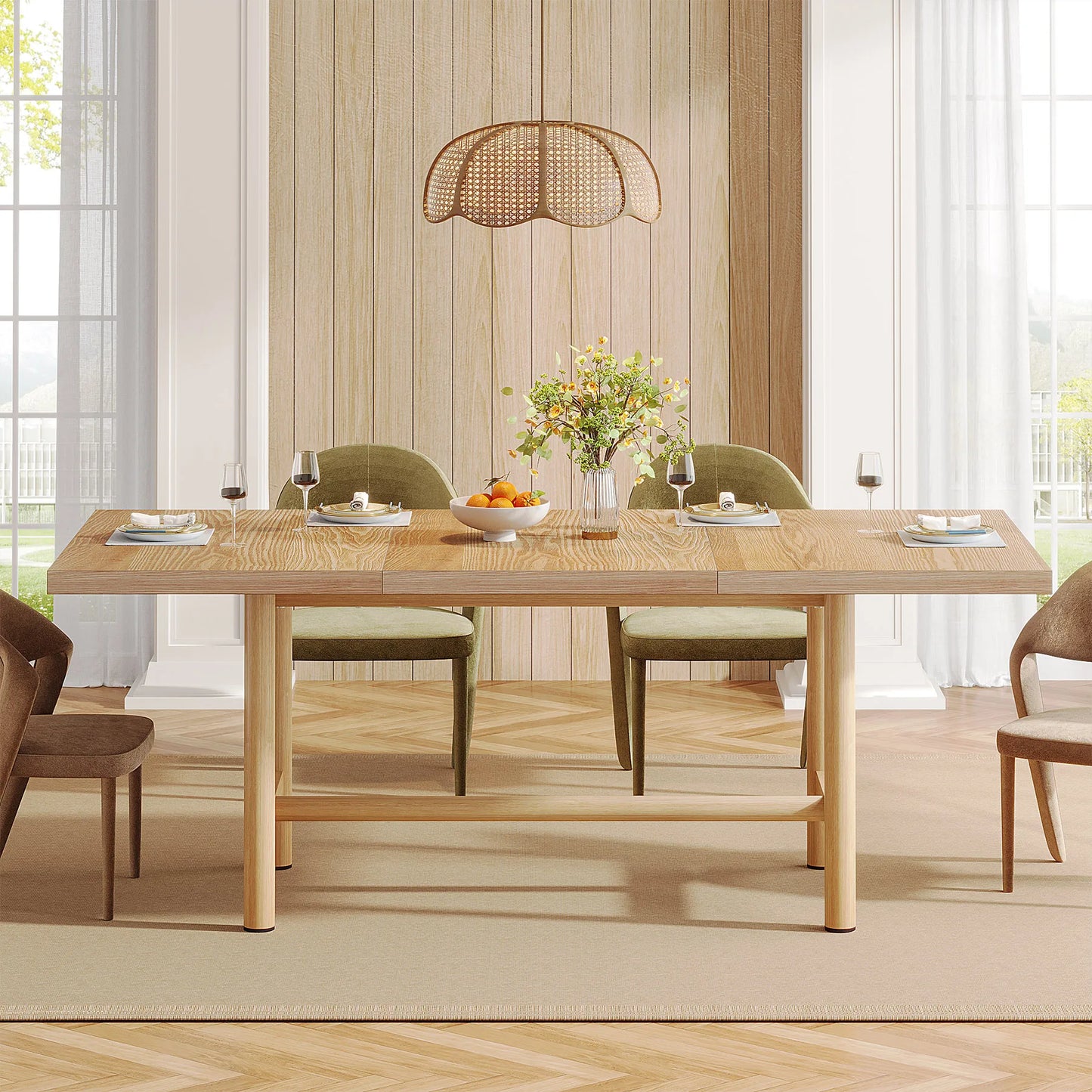 63" Rectangular Dining Room Table for 6,