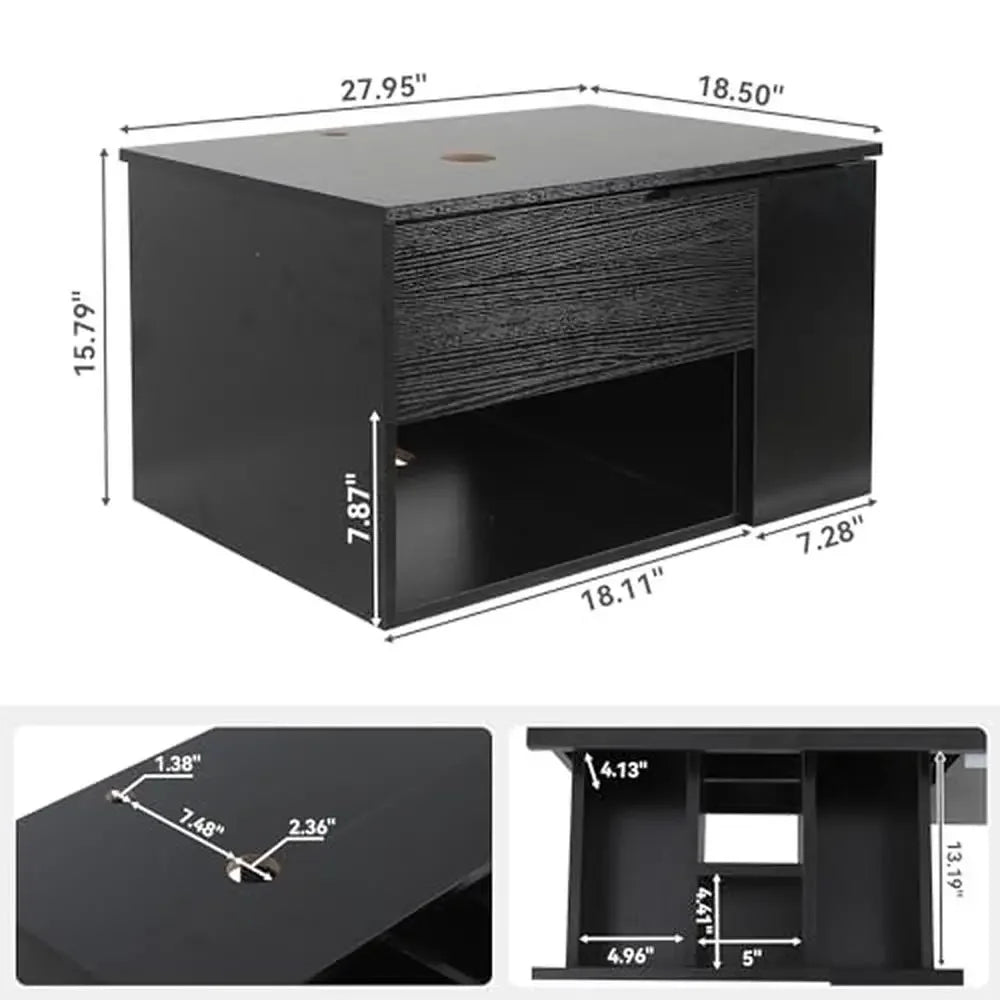 Black Wall Mounted Bathroom Vanity Cabinet Set