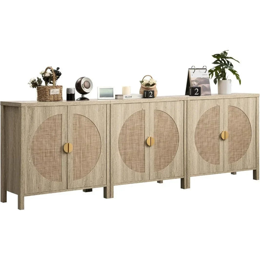 Accent Sideboard Storage Cabinet with Adjustable Shelves, Boho Credenza Console Table for Dining Room, Living Room, Entryway