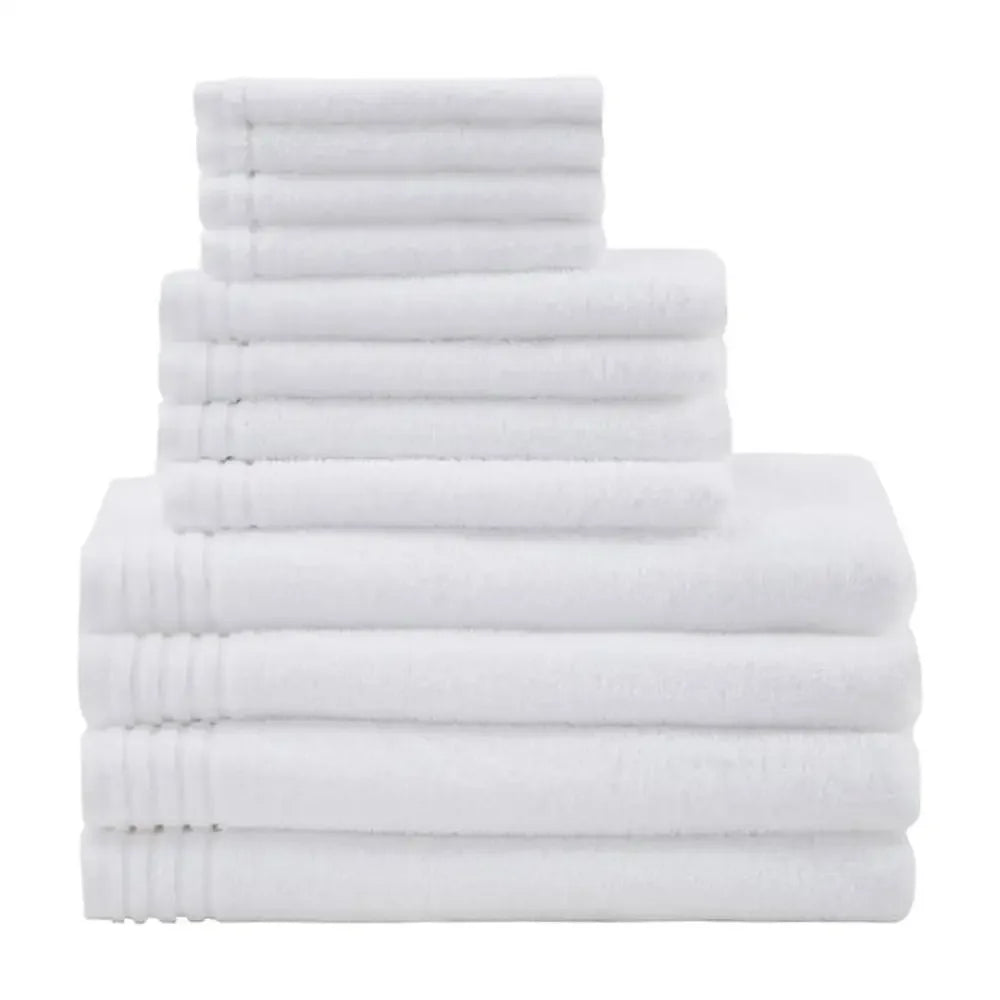 White Cotton Bath Towel Set Quick Dry