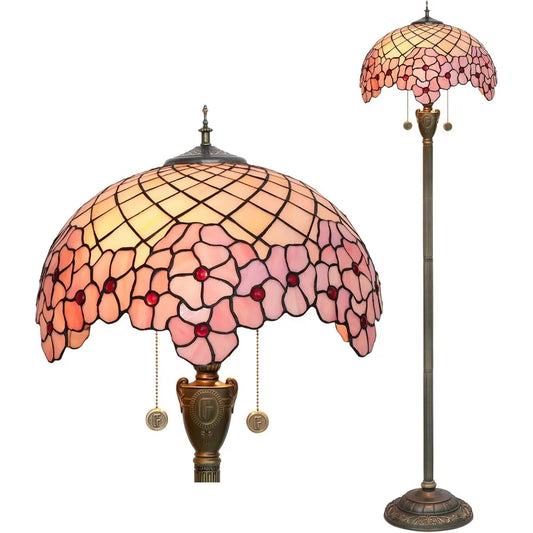 Tiffany Floor Lamp Cherry Blossom Stained Glass