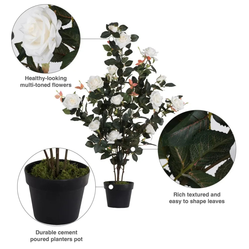 Artificial White Rose Plant In Pot