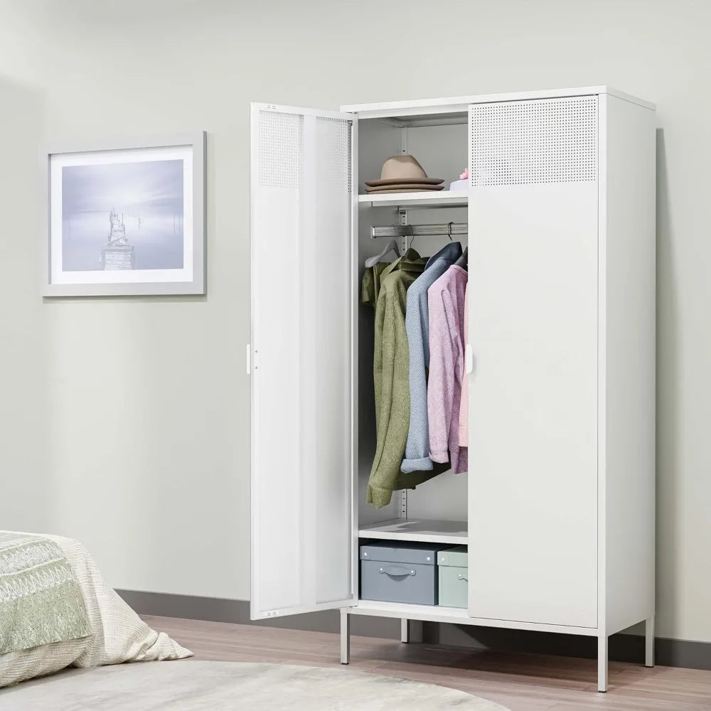 71- Inches  Metal Wardrobe Cabinet With Hanging Rod