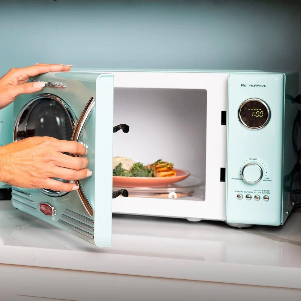 Retro Countertop Microwave Oven - 12 Pre-Programmed Settings