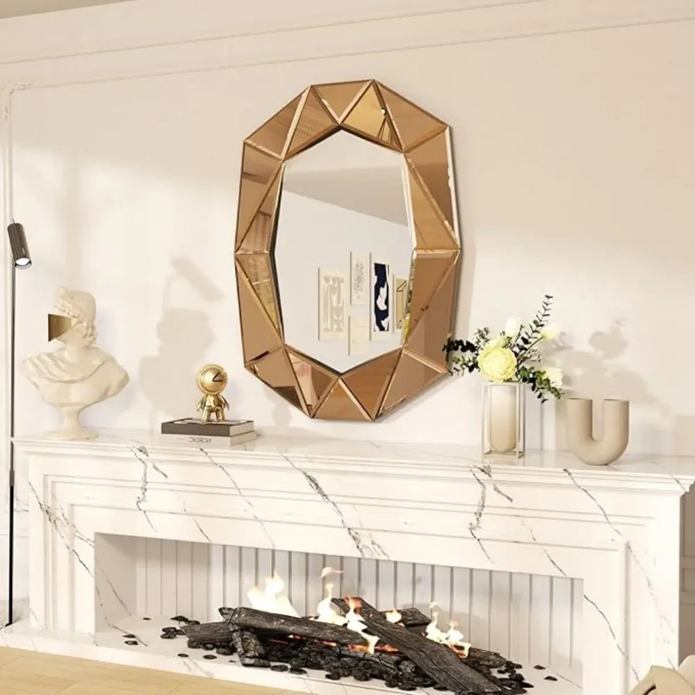 Oval Diamond Shaped Large Wall Mirror