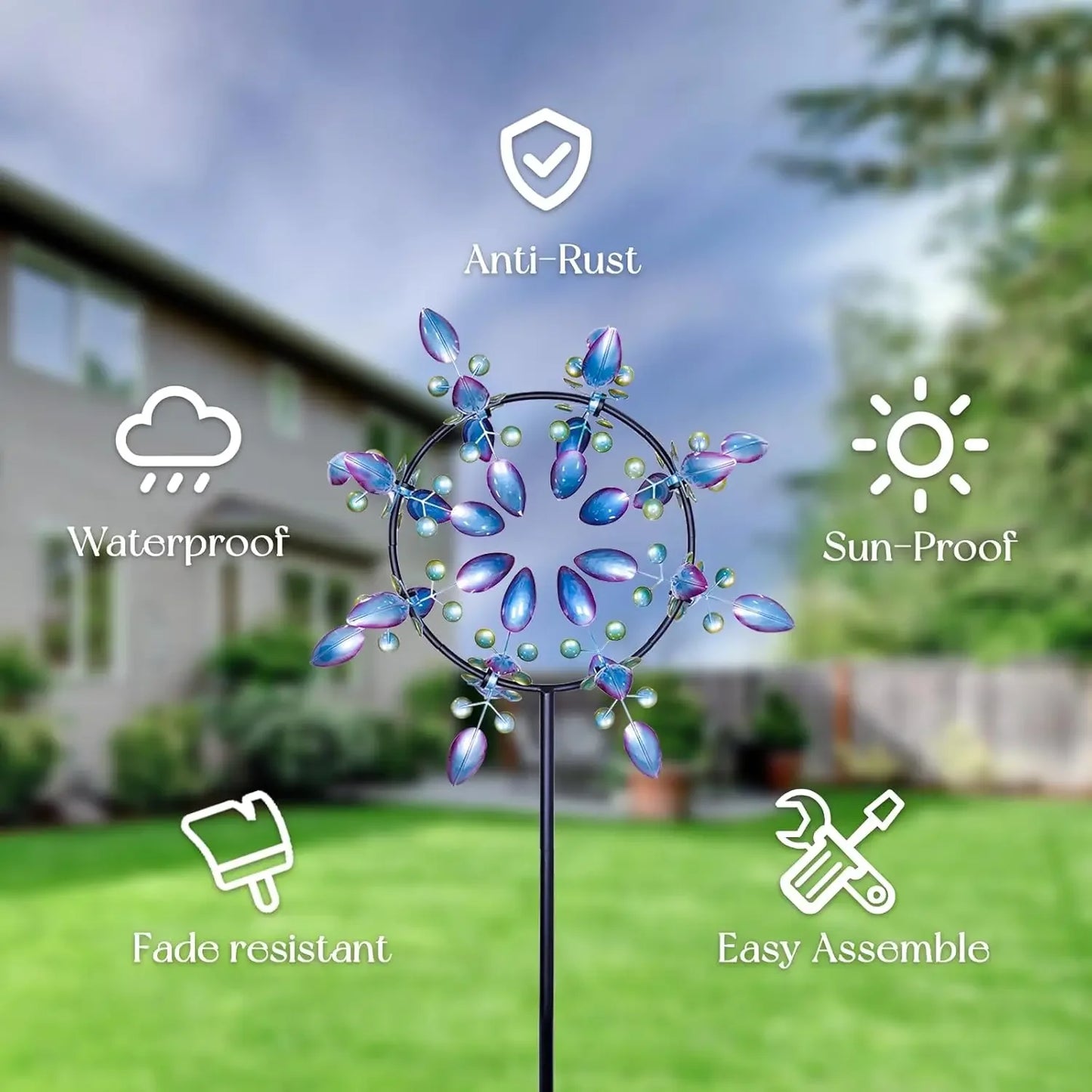 Large Peacock Wind Spinners for Yard Decor