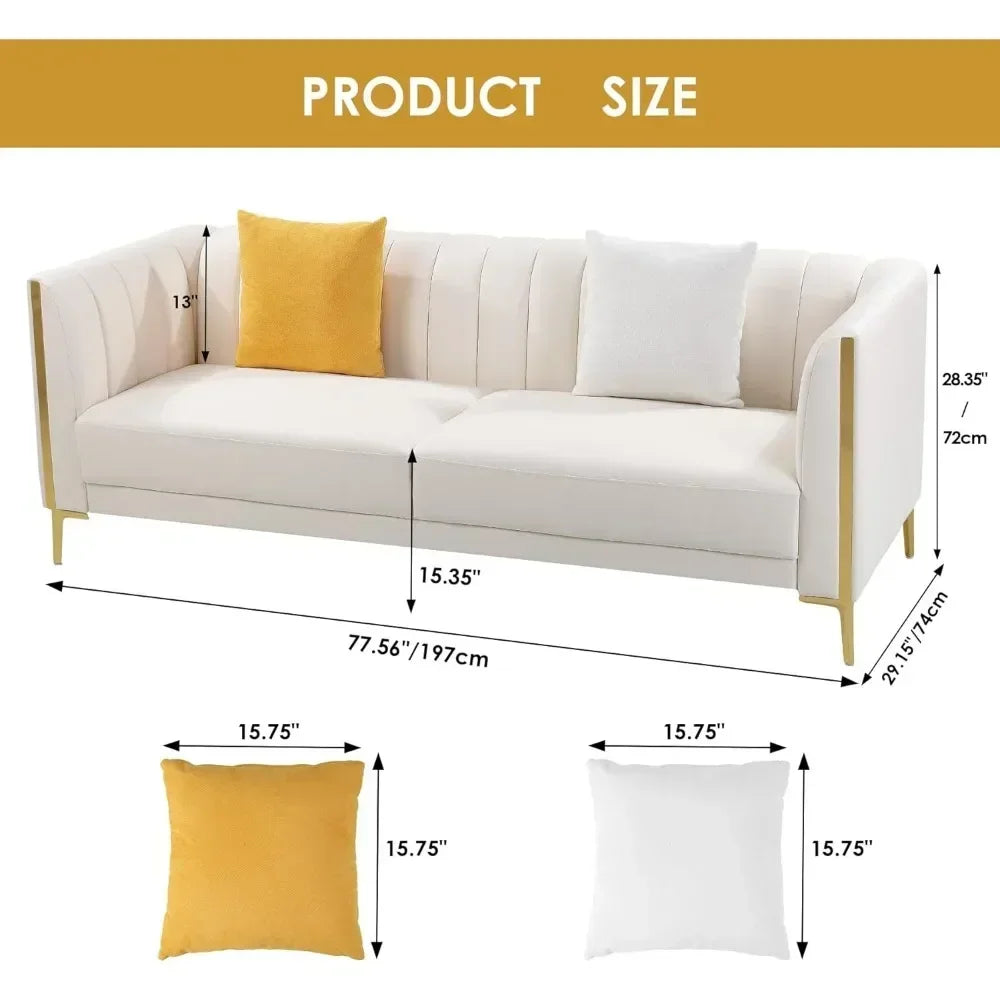 78'' Sofa, Modern White Couches