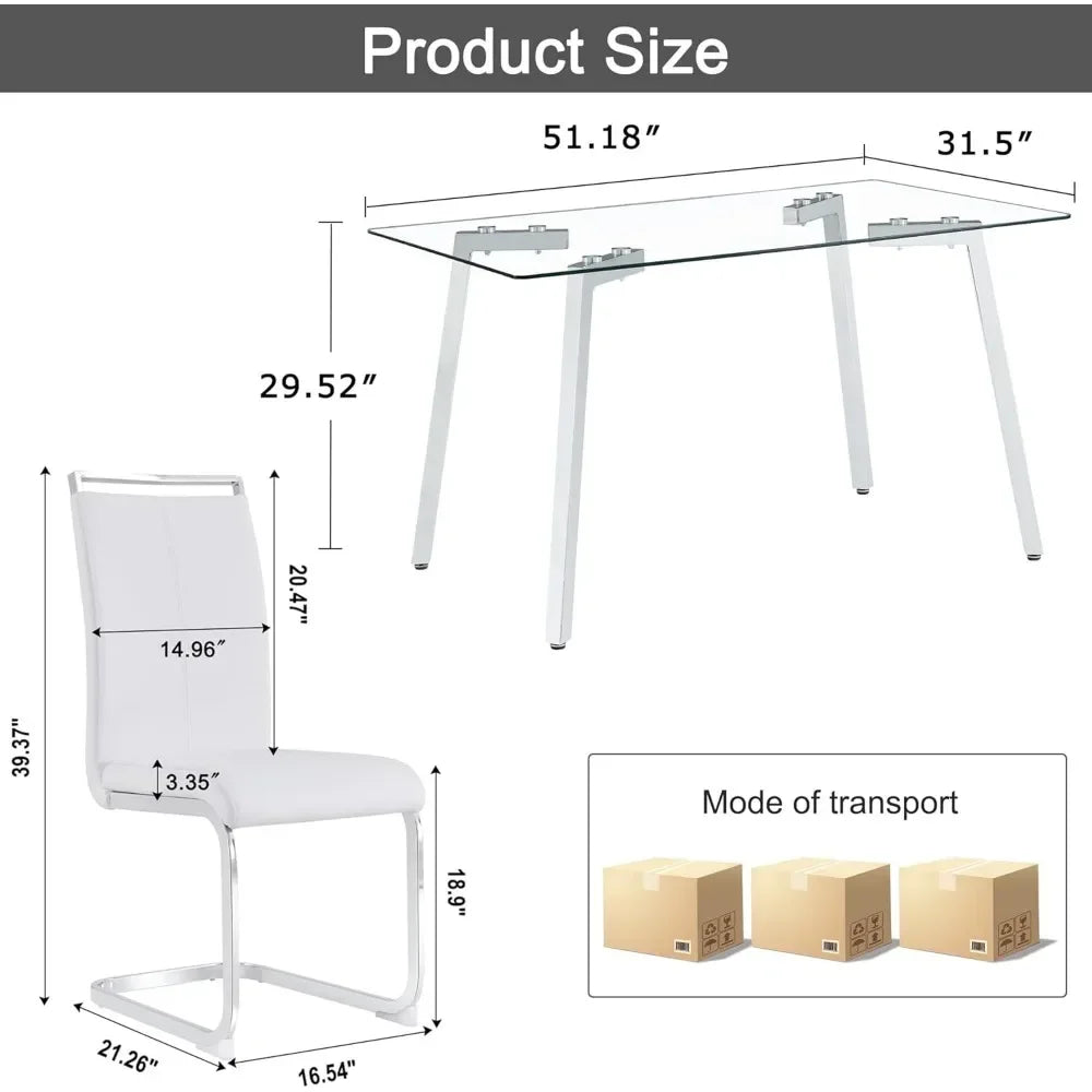 Glass Dining Table Set for 4