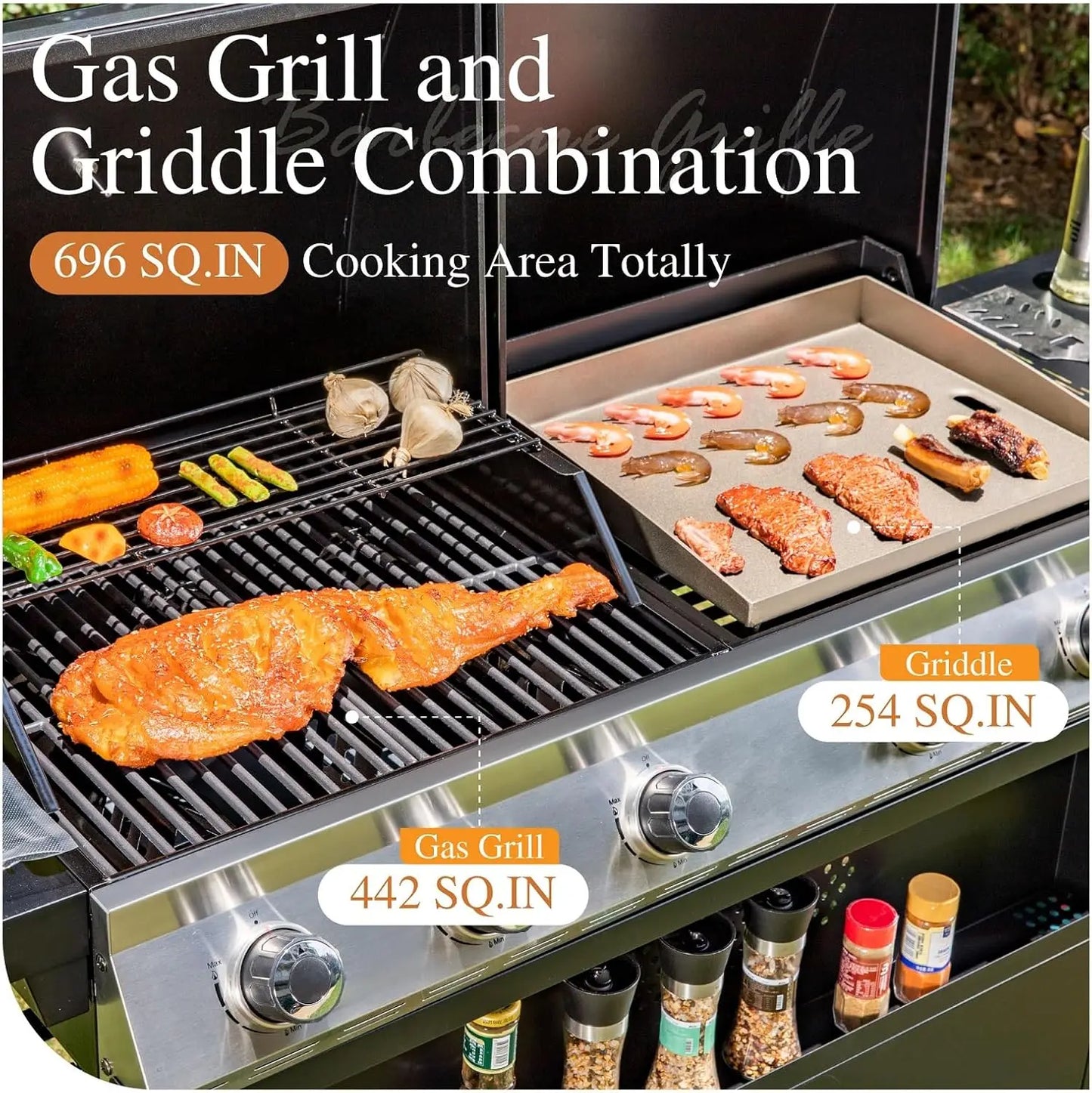 5 Burner Propane Grill and Griddle Combo