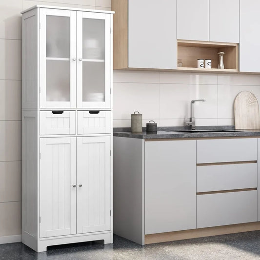 Tall Bathroom Freestanding Pantry Cabinet