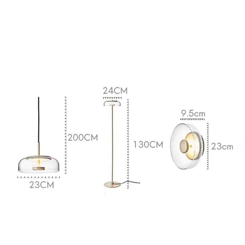 Floor Lamp Post Modern Round Glass