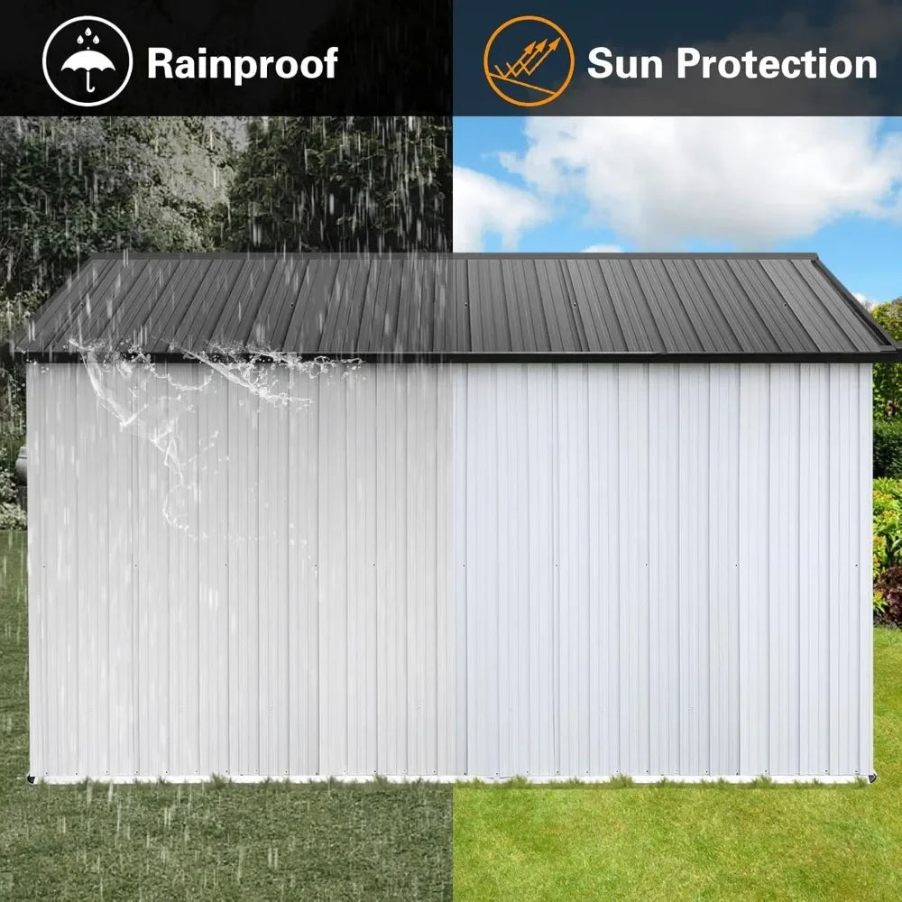 12'X10' Metal Storage Shed, Waterproof, Lockable Doors