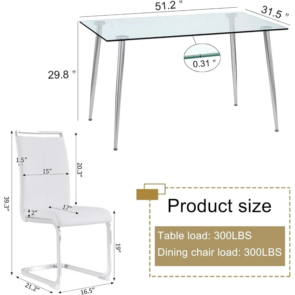 4-Piece Glass Top Dining Table Set