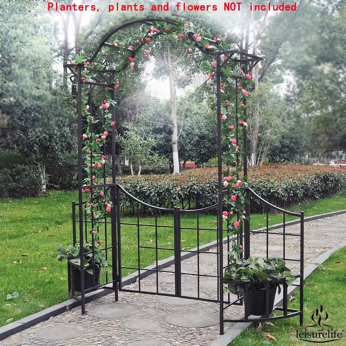 Decorative Garden Arch Trellis with Gate Fence