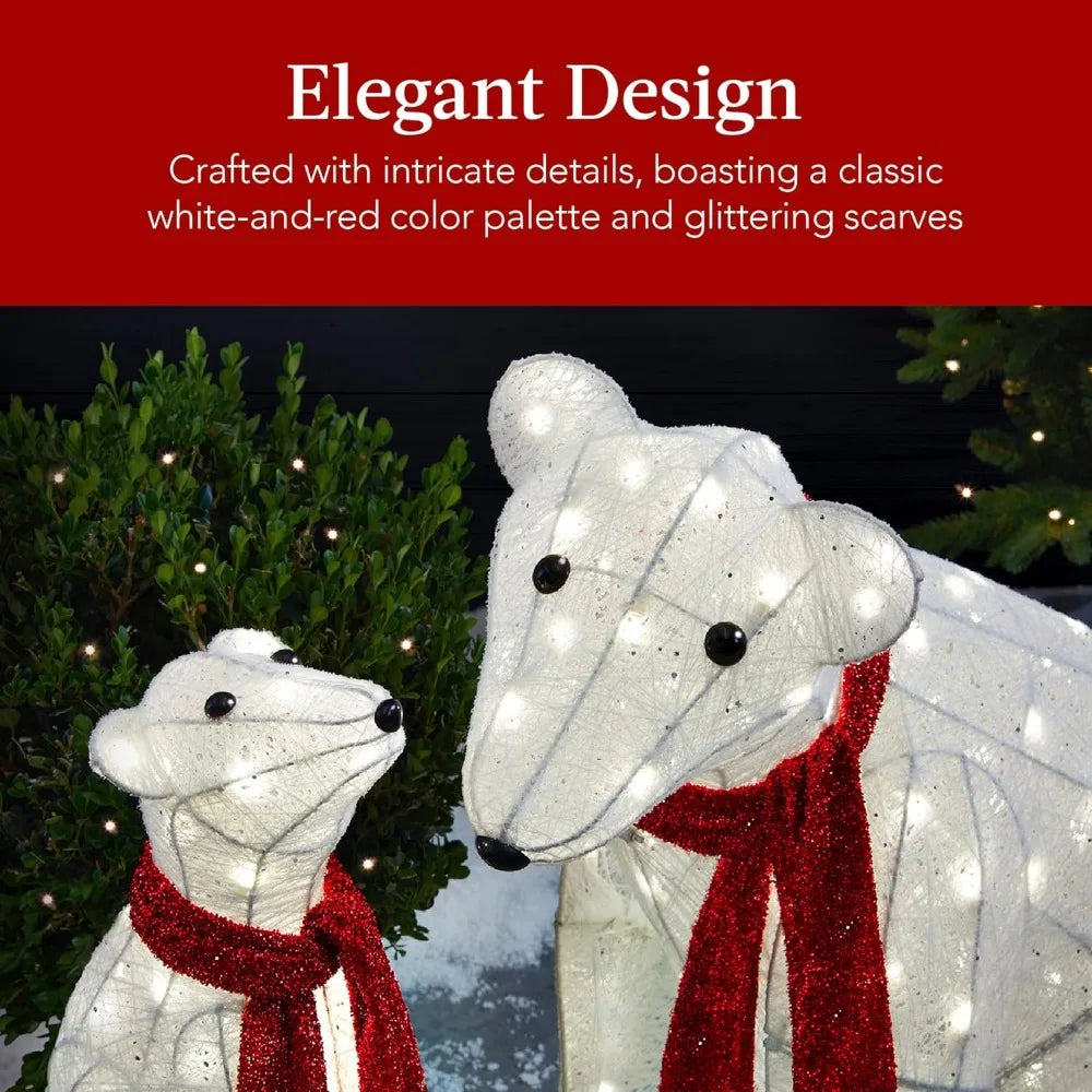 32 Inch 2-Piece Lighting Polar Bear Christmas Decoration