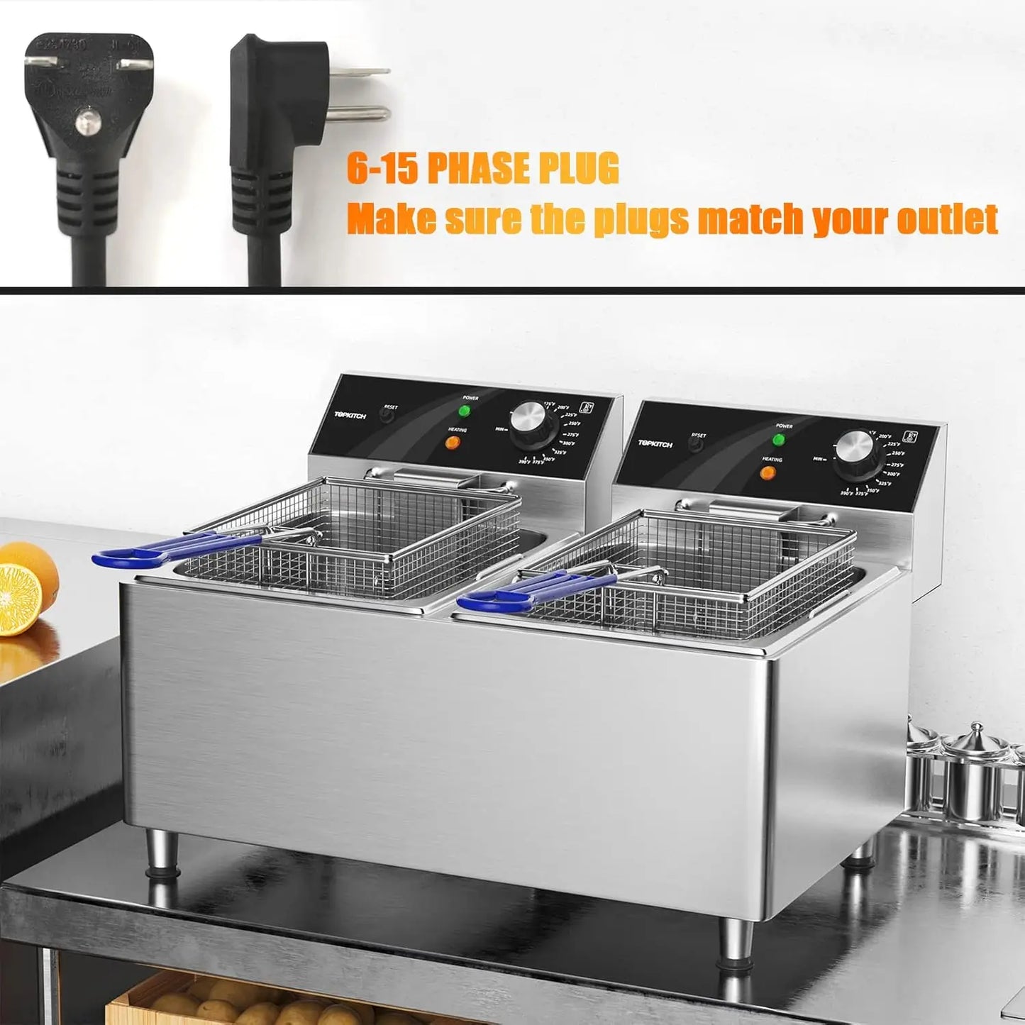 Dual Tank Electric Deep Fryers with Basket