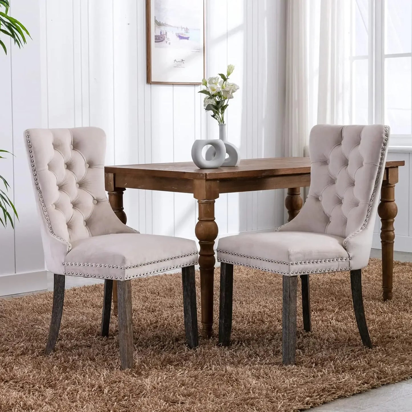 Tufted Dining Chairs Set of 6 Velvet