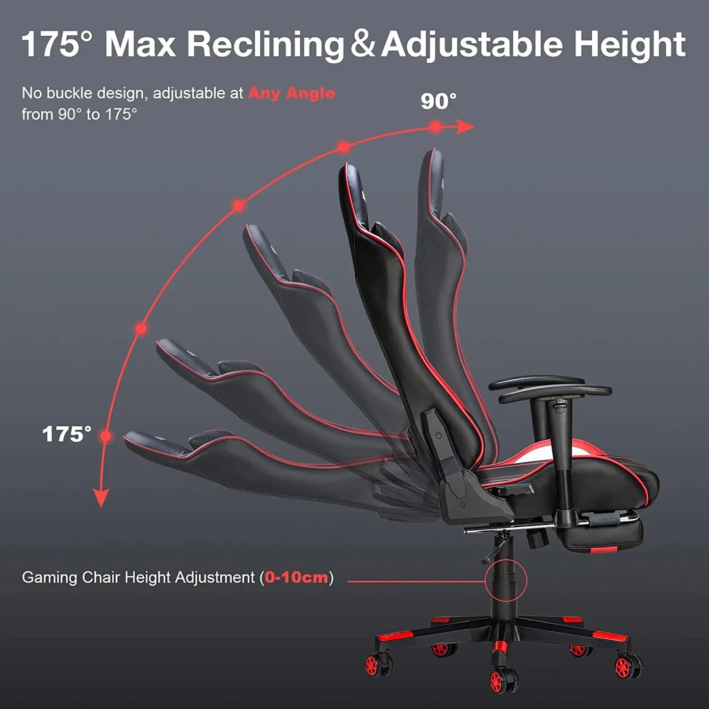 Massage Gaming Chair 7-Point Adjustable Seat Height