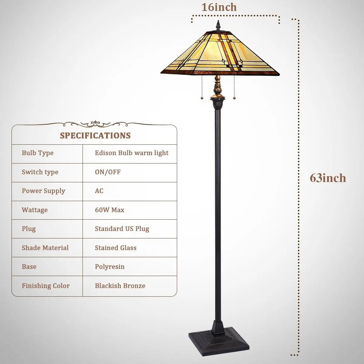 Cream Color Stained Glass Floor Lamp