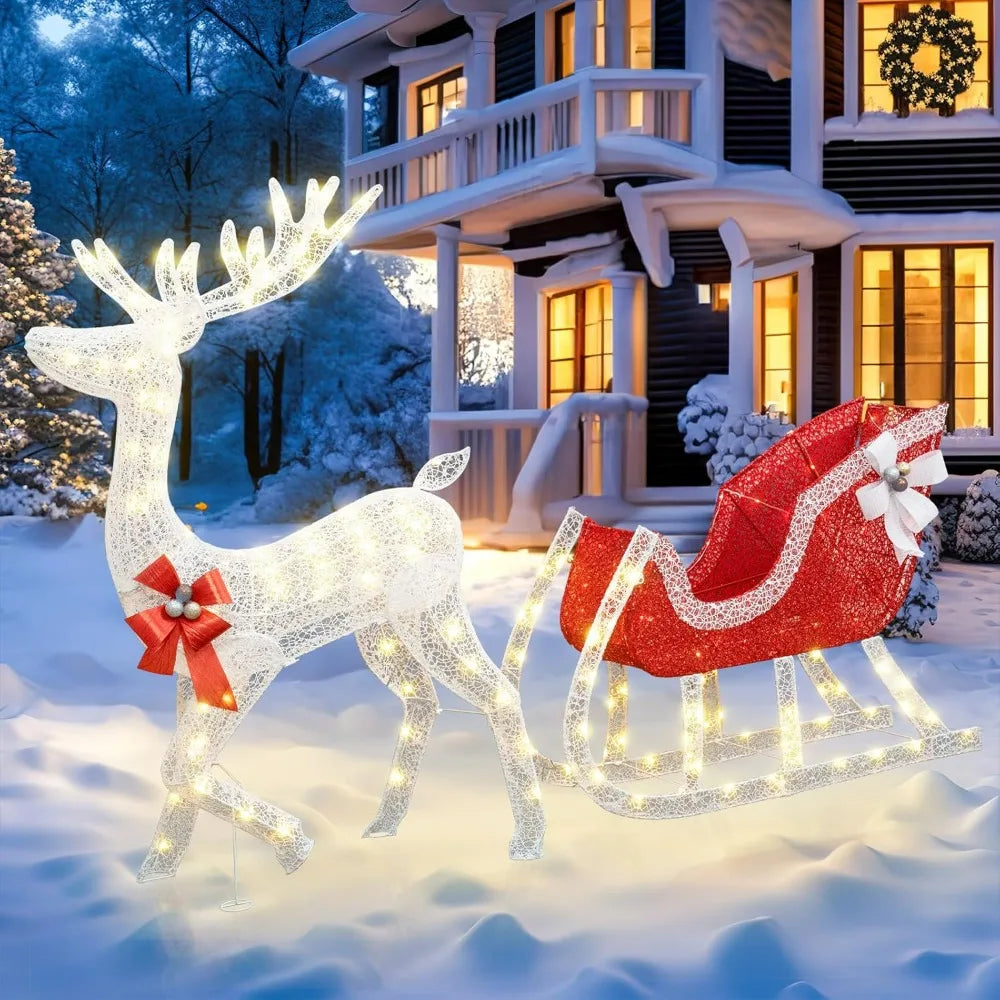 Christmas Decoration Reindeer and Sled Set