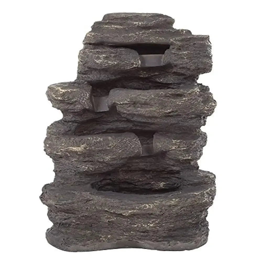 Outdoor Rock Fountain Cascading Waterfall Natural Stone Soothing Sound Patio Garden Decor Adjustable Pump All-Weather Material