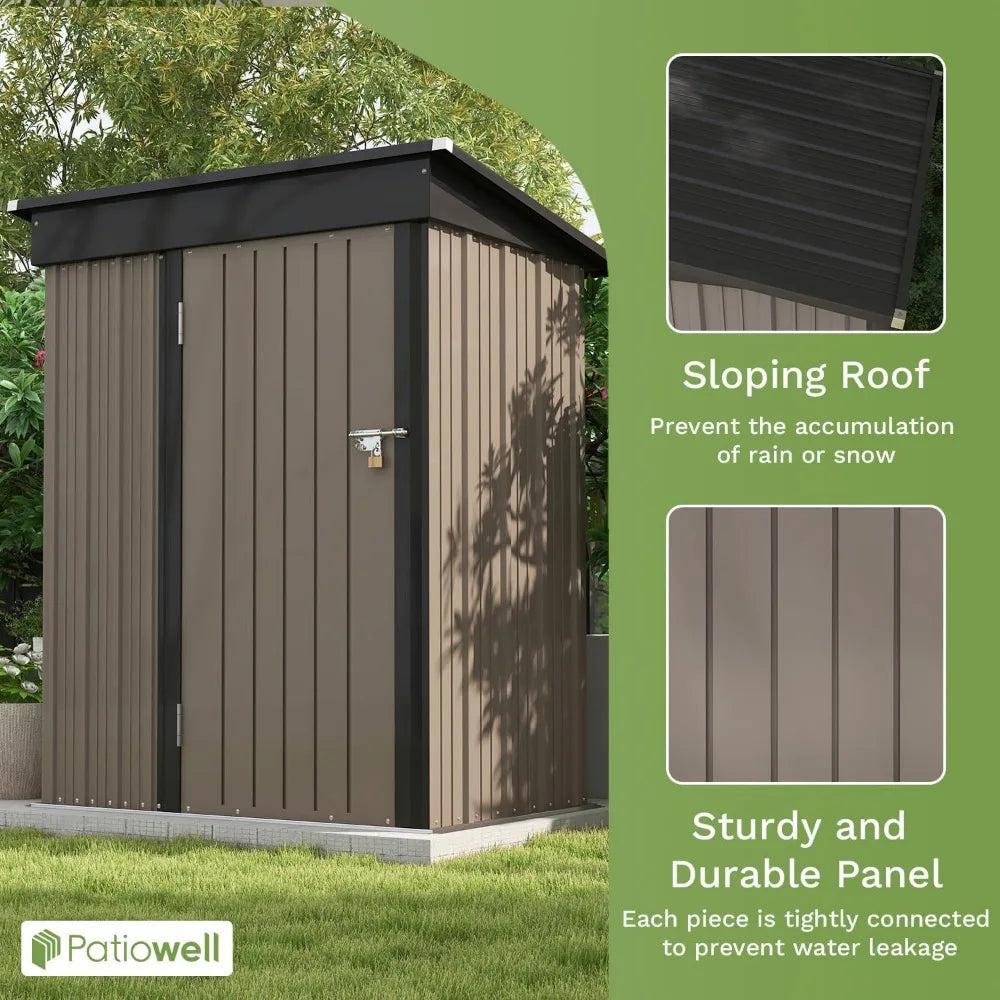 5x3 FT Tool Shed, Sloping Roof Lockable Door