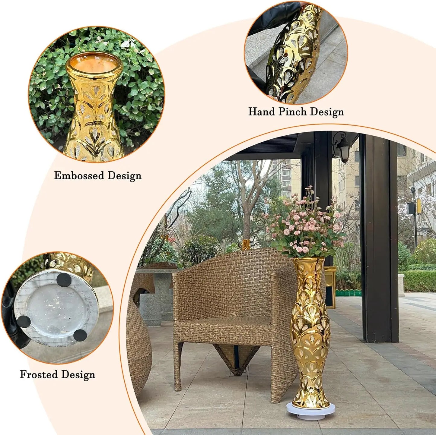 Gold Home Decoration Ceramic Floor Vase